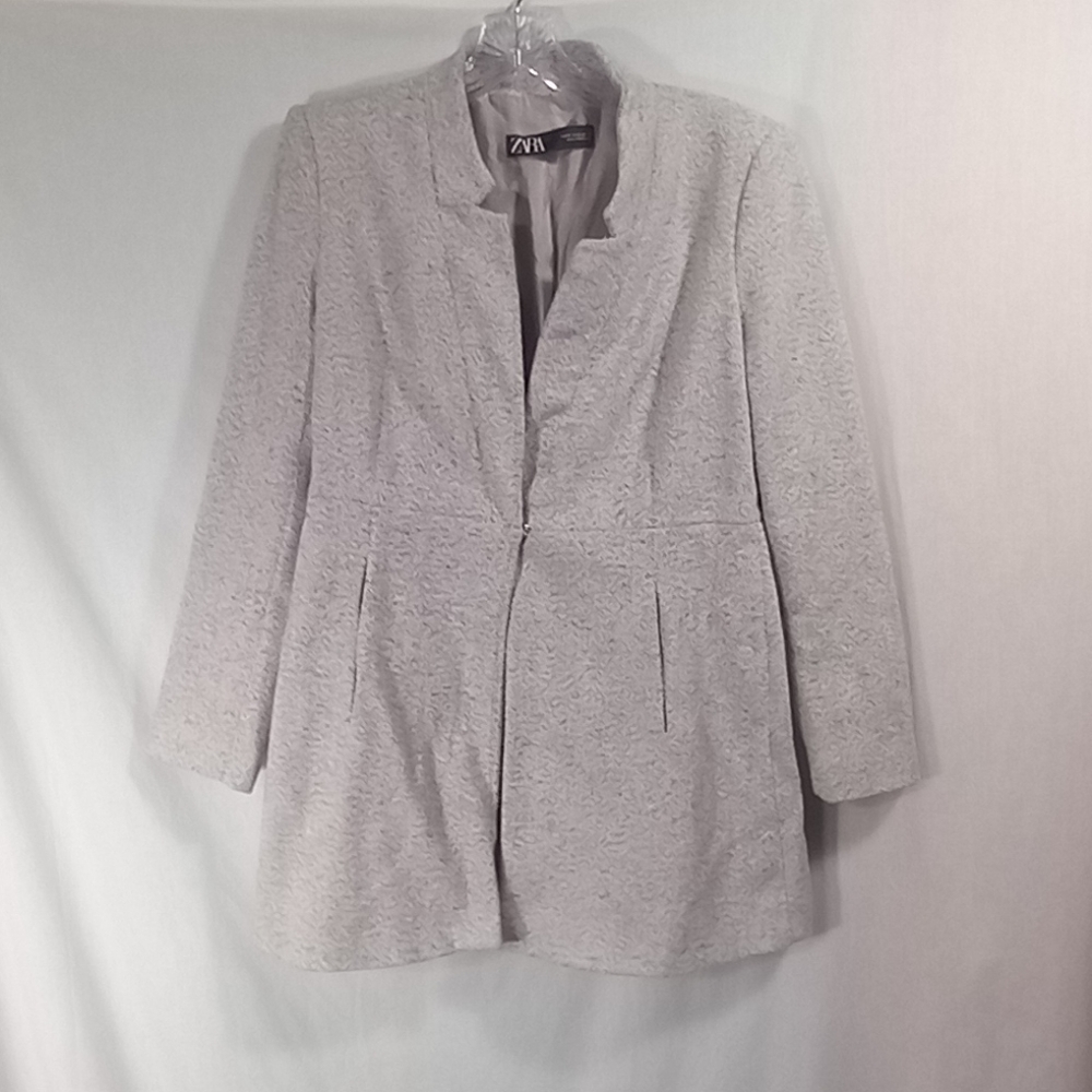 Zara Light Gray Single Button Lapel Blazer Coat Size M
